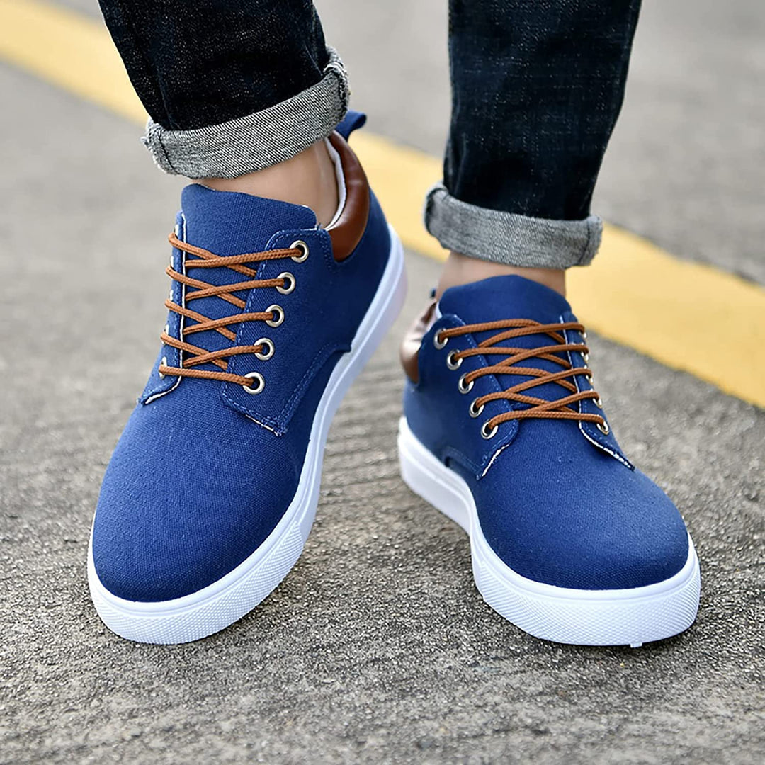 Canvas Lace Up Flatform Mens Sneakers - Contrast Detail