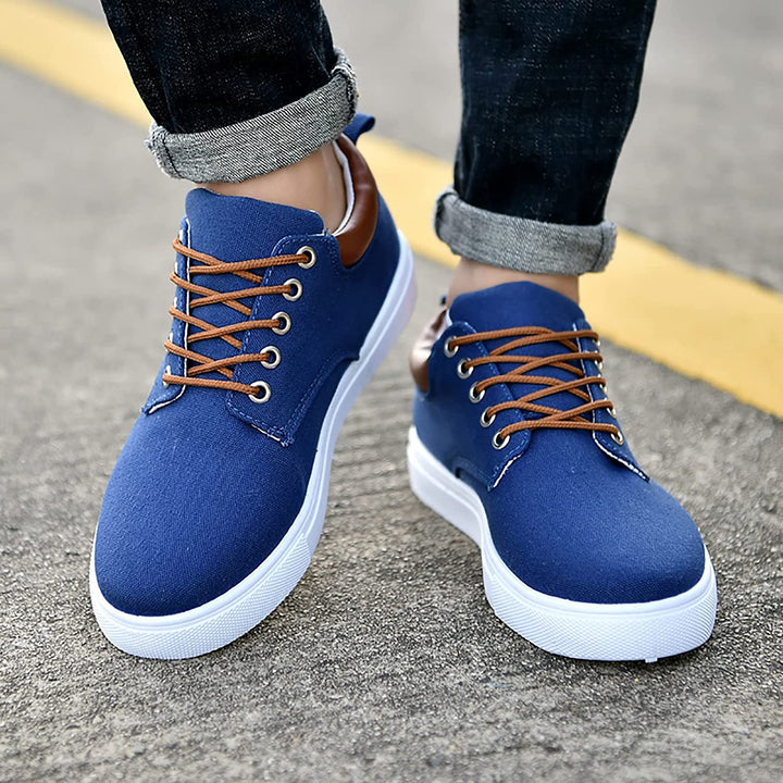 Canvas Lace Up Flatform Mens Sneakers - Contrast Detail