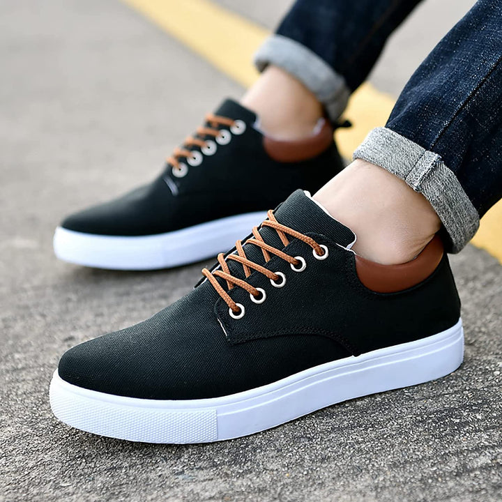 Canvas Lace Up Flatform Mens Sneakers - Contrast Detail