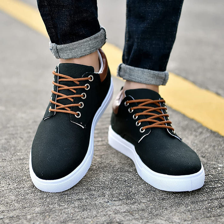 Canvas Lace Up Flatform Mens Sneakers - Contrast Detail