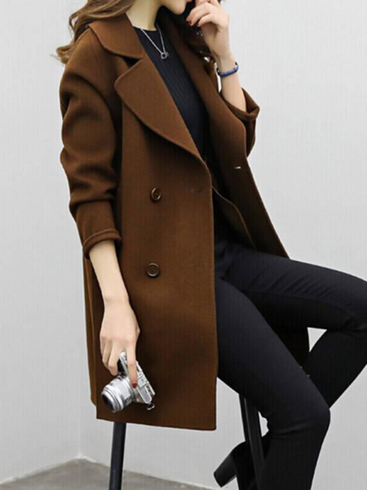 Marisol | Women's Longline Coat with Double-Breasted Button Front