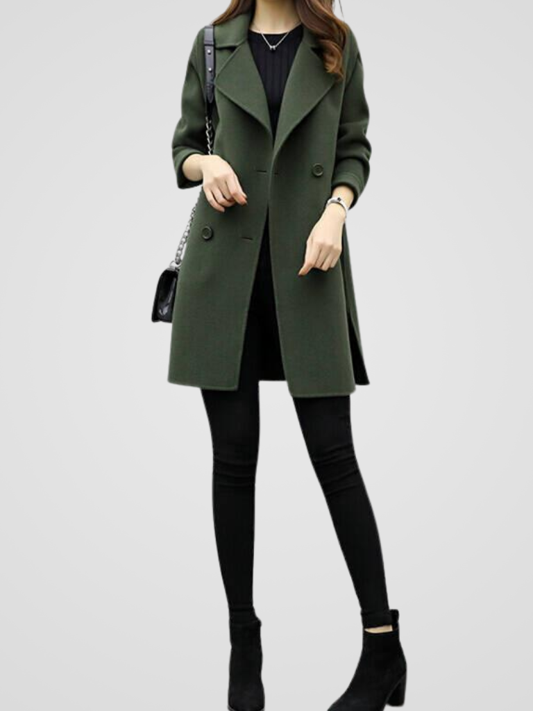 Marisol | Women's Longline Coat with Double-Breasted Button Front