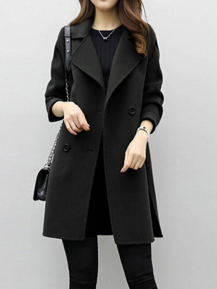 Marisol | Women's Longline Coat with Double-Breasted Button Front