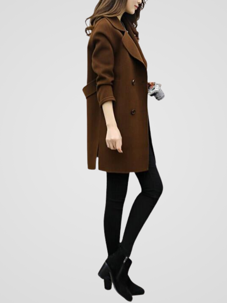 Marisol | Women's Longline Coat with Double-Breasted Button Front