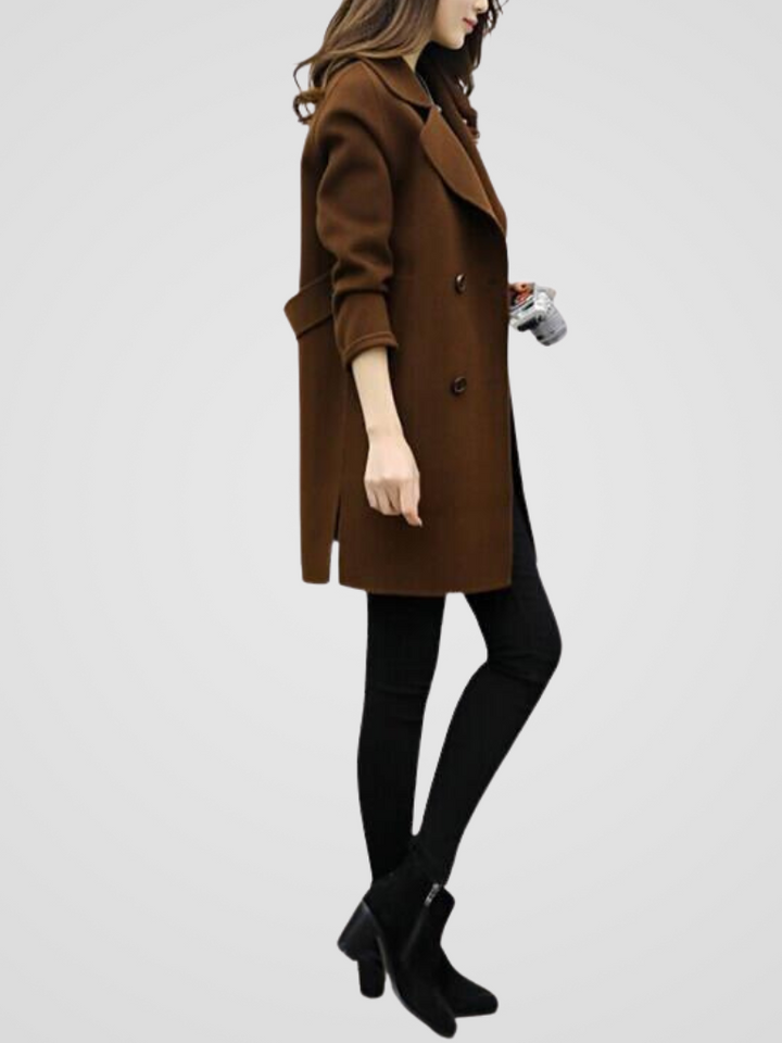 Marisol | Women's Longline Coat with Double-Breasted Button Front