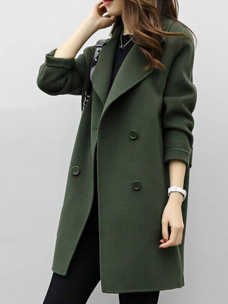 Marisol | Women's Longline Coat with Double-Breasted Button Front