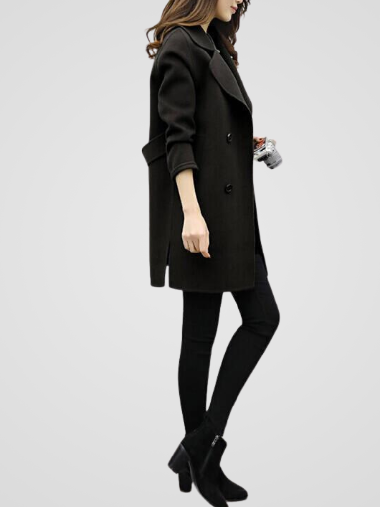 Marisol | Women's Longline Coat with Double-Breasted Button Front