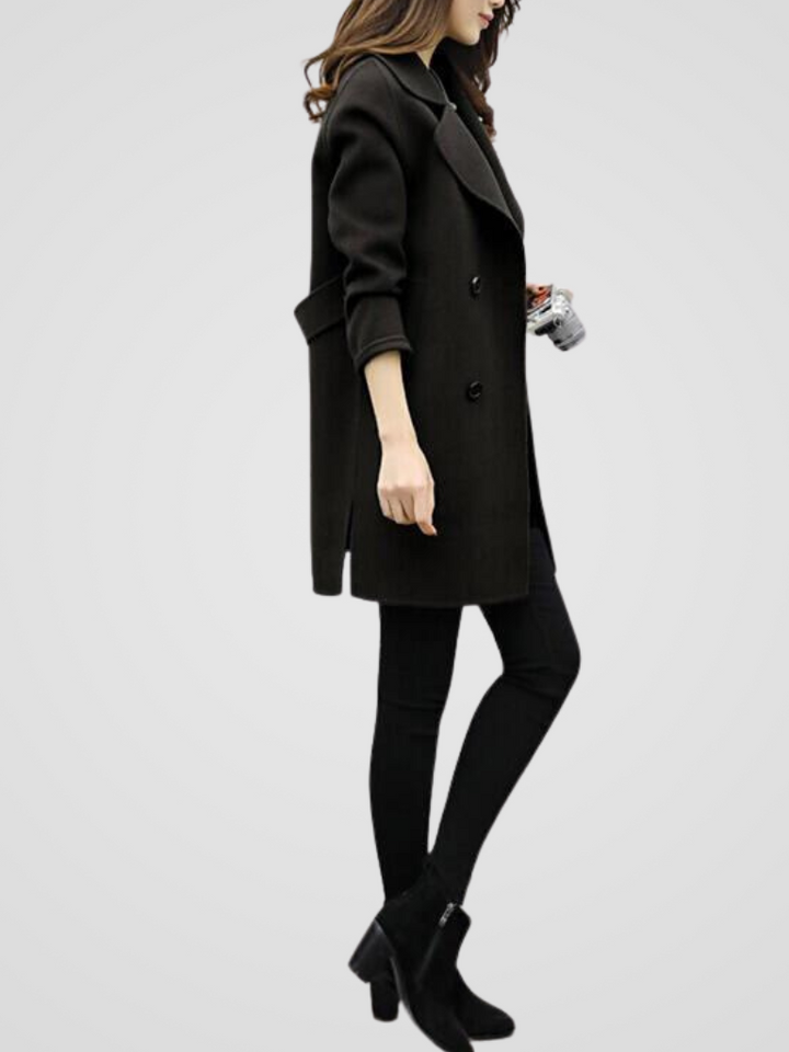 Marisol | Women's Longline Coat with Double-Breasted Button Front
