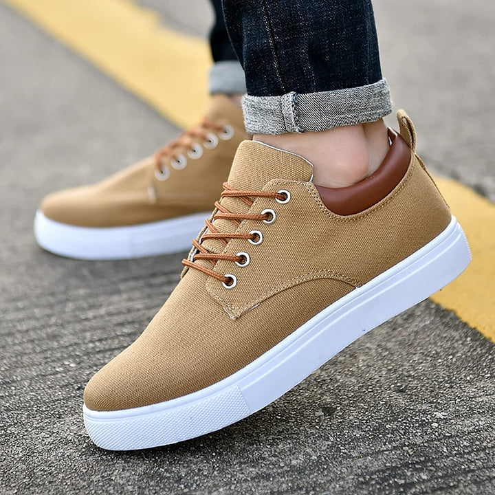 Canvas Lace Up Flatform Mens Sneakers - Contrast Detail