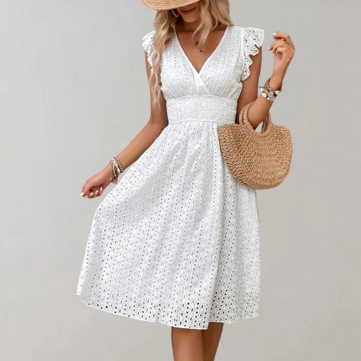 Cotton A Line Casual Summer Midi Dress