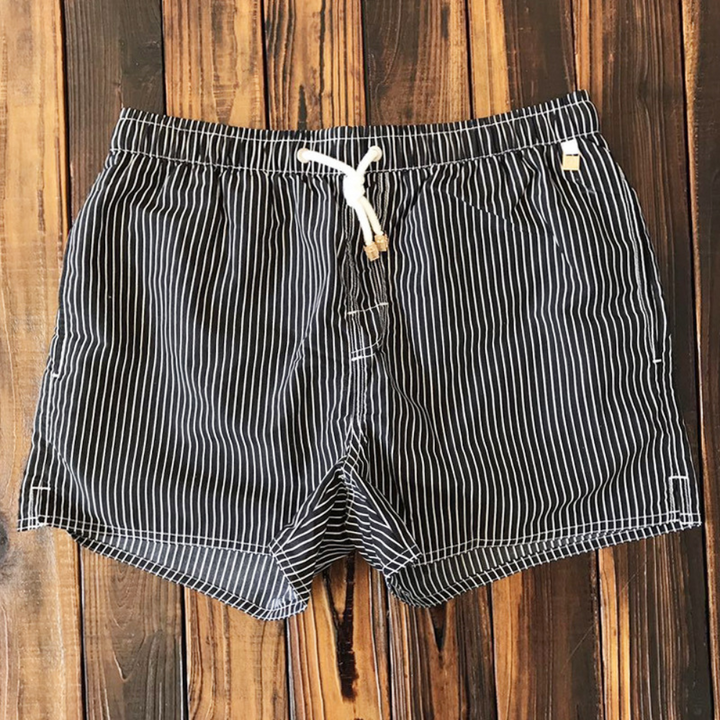 Striped Elasticated Drawstring Quick Dry Swim Trunk