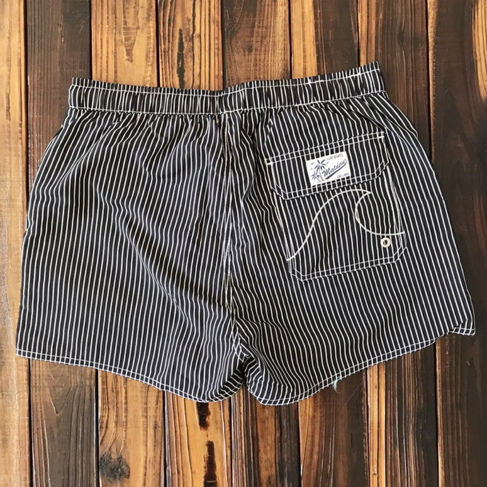 Striped Elasticated Drawstring Quick Dry Swim Trunk