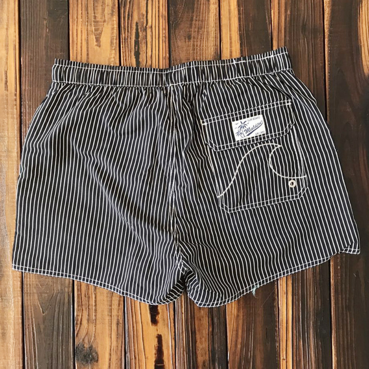 Striped Elasticated Drawstring Quick Dry Swim Trunk