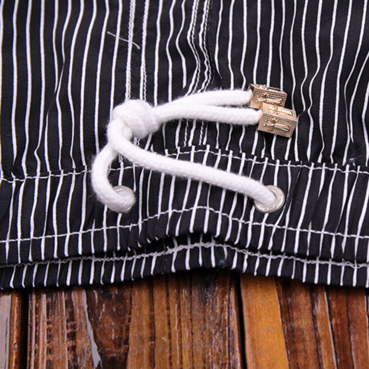 Striped Elasticated Drawstring Quick Dry Swim Trunk