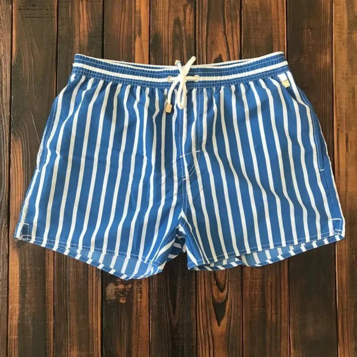 Striped Elasticated Drawstring Quick Dry Swim Trunk