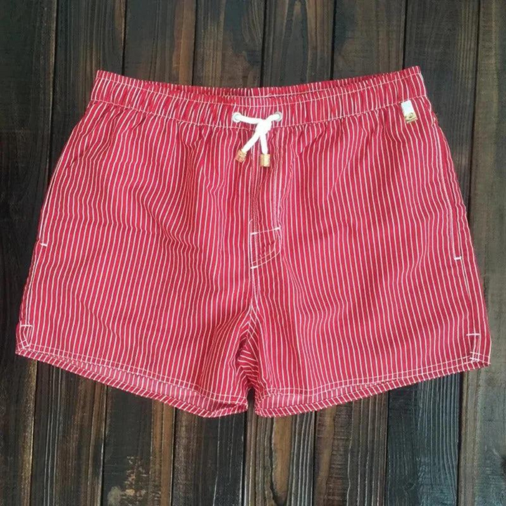 Striped Elasticated Drawstring Quick Dry Swim Trunk
