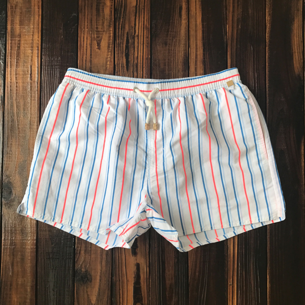 Striped Elasticated Drawstring Quick Dry Swim Trunk