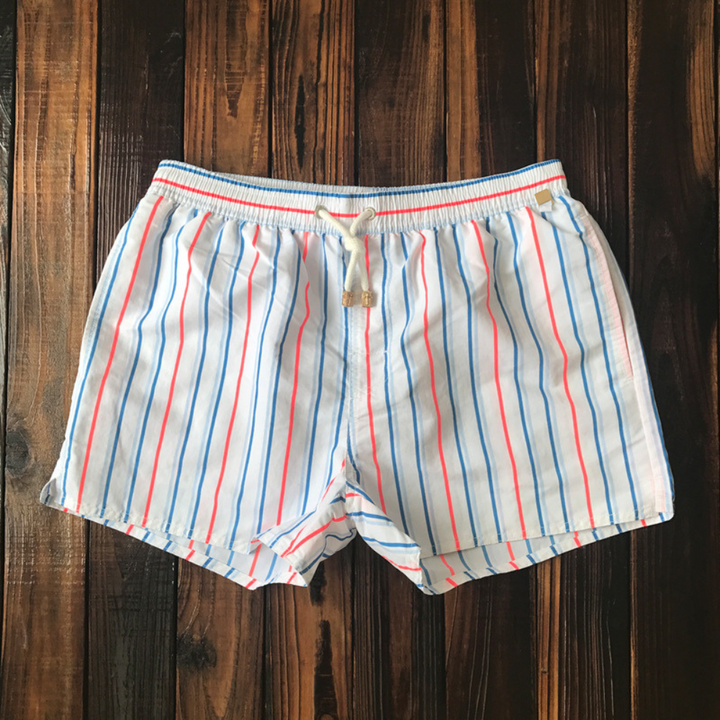 Striped Elasticated Drawstring Quick Dry Swim Trunk