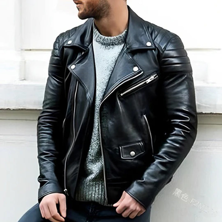 Cash | Men's Biker Jacket with Asymmetric Zip
