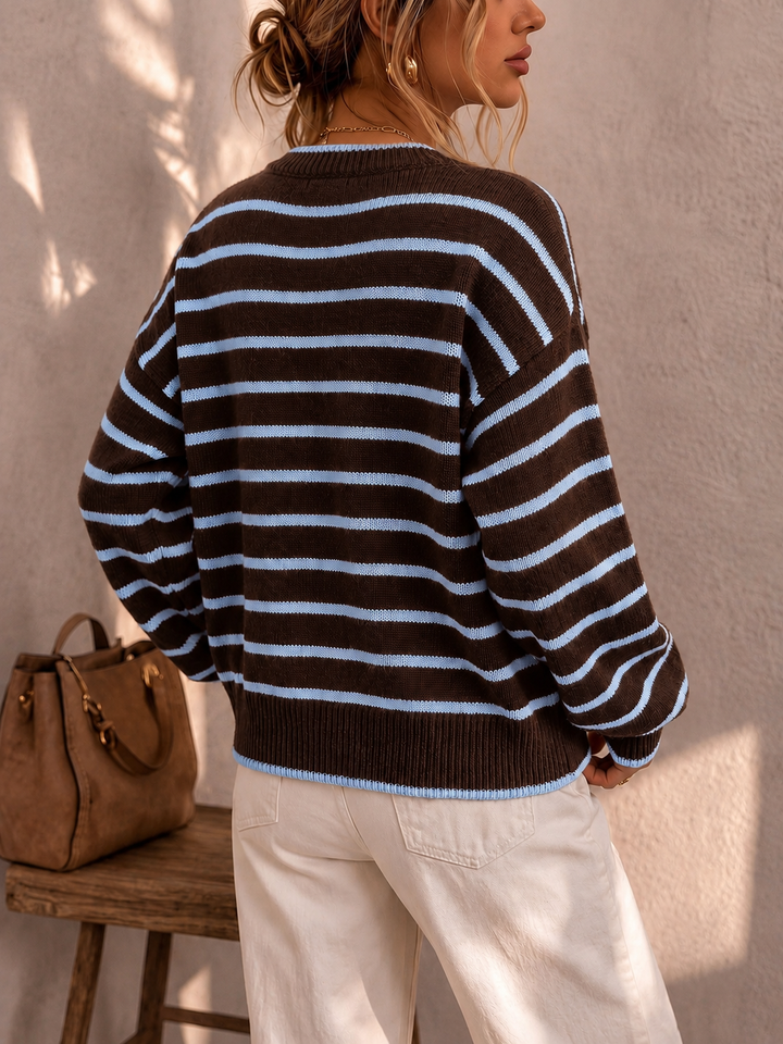 Daphne | Women's Oversized Striped Button Up Knit Cardigan