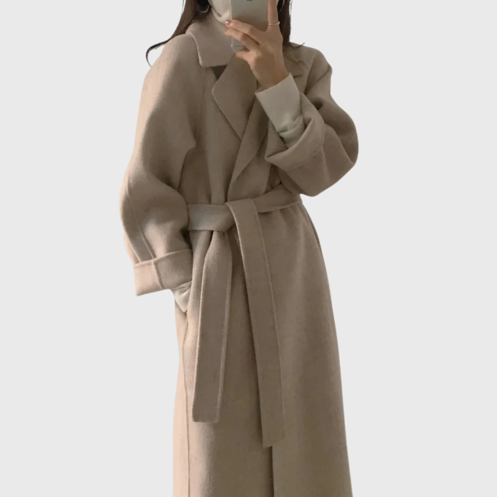 Rosamund | Women's Long Wool Blend Wrap Coat with Tie Belt