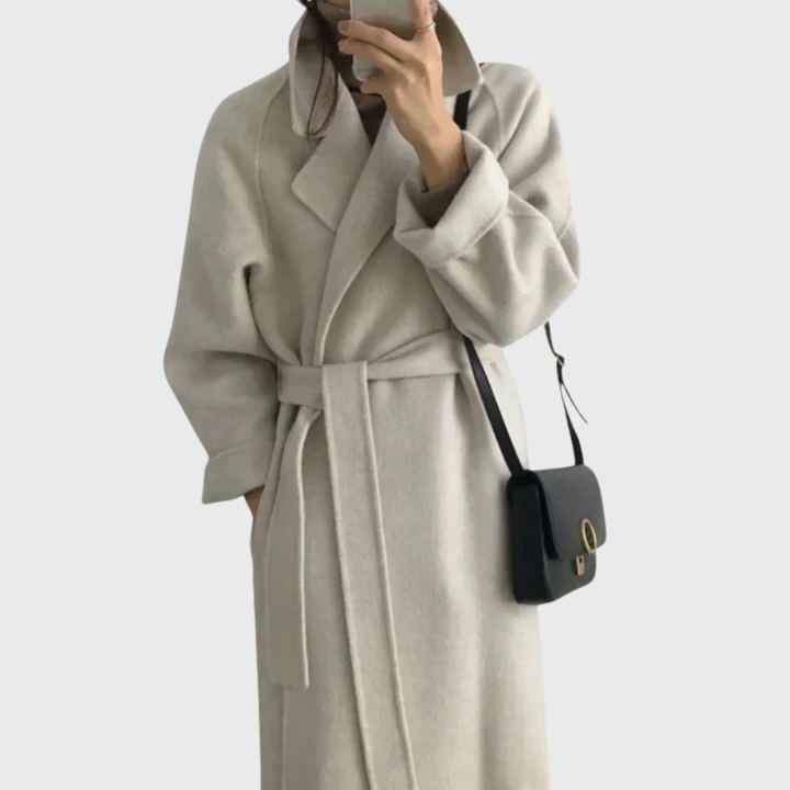 Rosamund | Women's Long Wool Blend Wrap Coat with Tie Belt