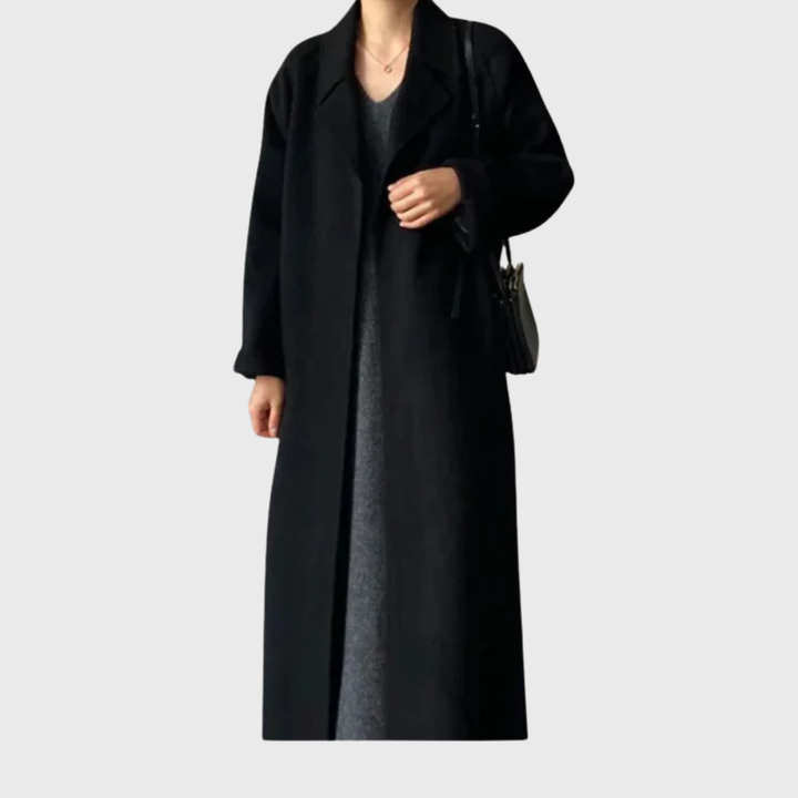Rosamund | Women's Long Wool Blend Wrap Coat with Tie Belt