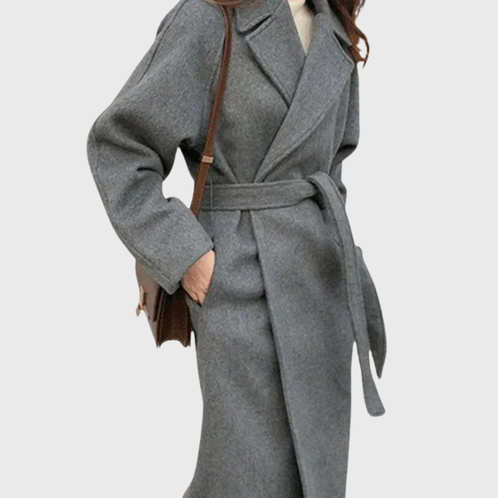 Rosamund | Women's Long Wool Blend Wrap Coat with Tie Belt