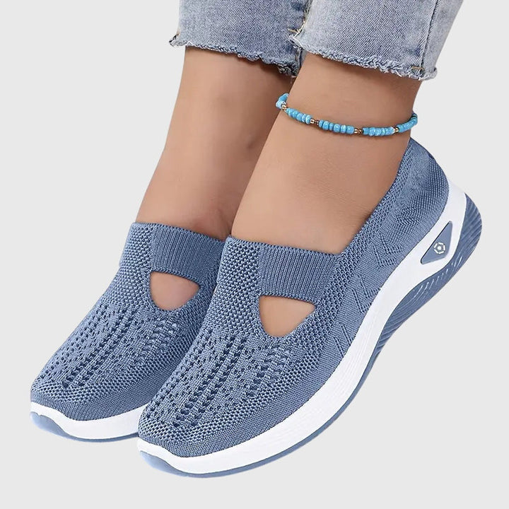Breathable Mesh Slip On Cushioned Sole Flat Sneakers Women