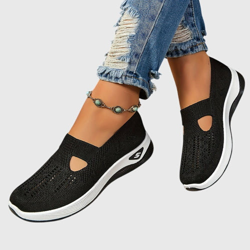 Breathable Mesh Slip On Cushioned Sole Flat Sneakers Women