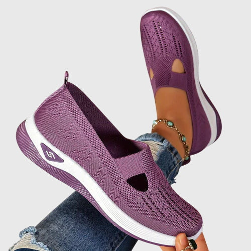 Breathable Mesh Slip On Cushioned Sole Flat Sneakers Women