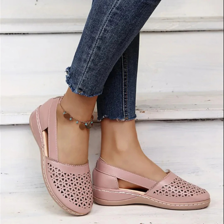 Laser Cut Out Slip On Wedge Flat Sandals Women