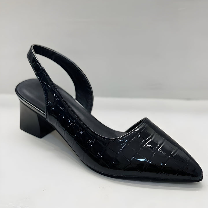 Croc Patent Pointed Toe Slingback Heels Women