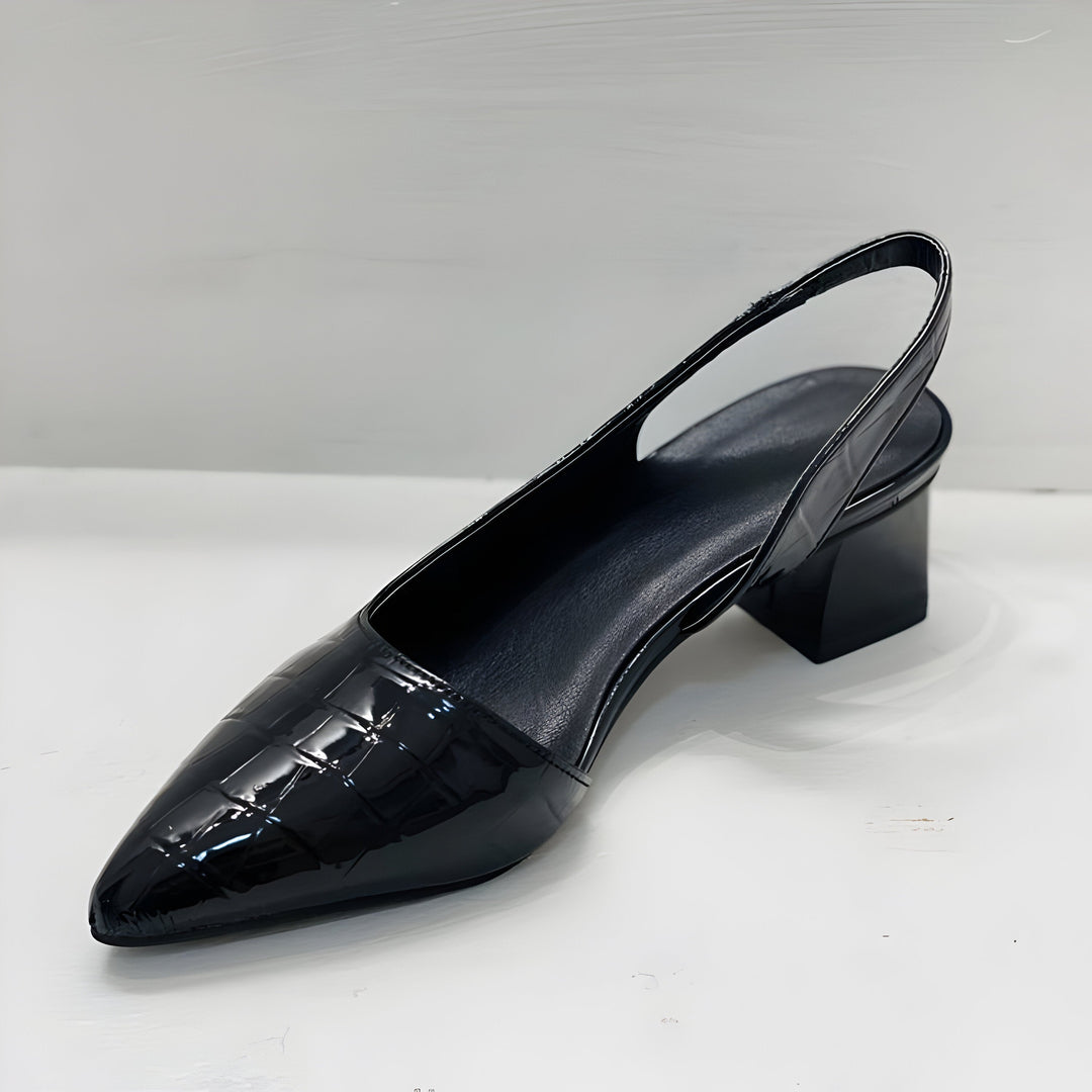 Croc Patent Pointed Toe Slingback Heels Women