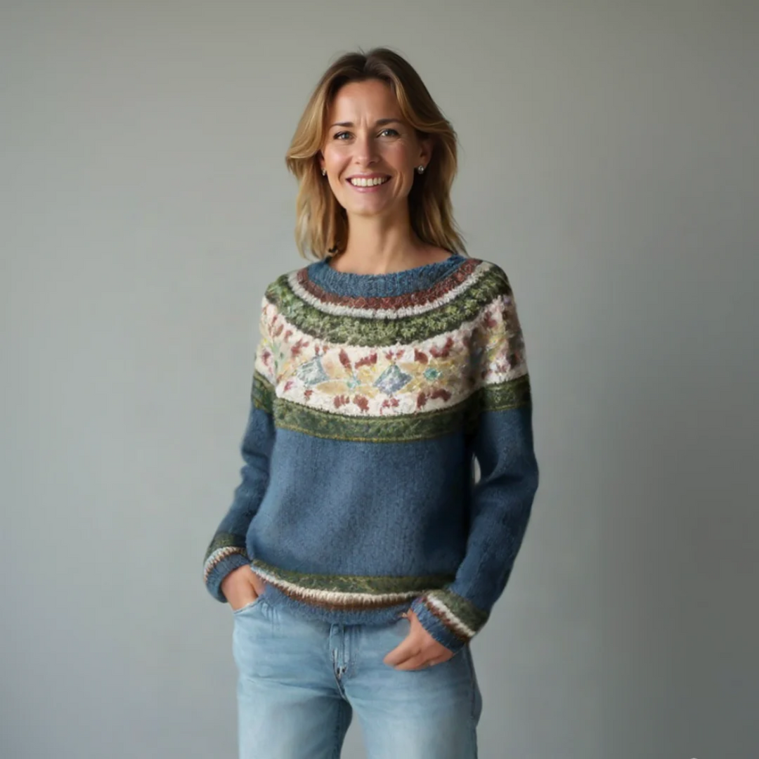 Fenwick | Women's Fair Isle Print Boat Neck Sweater
