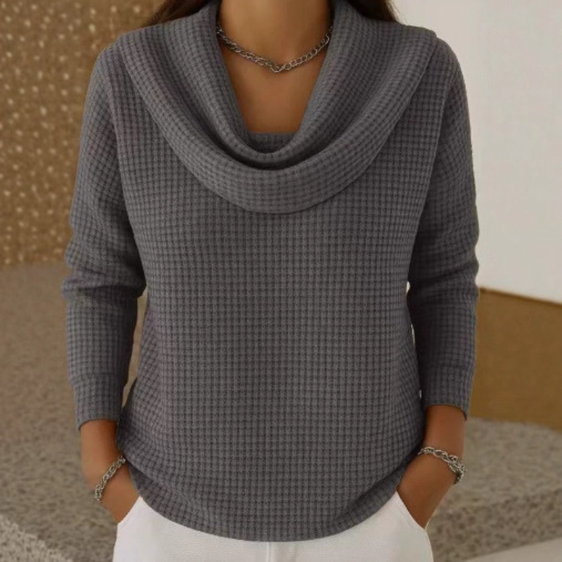Wren | Women's Cowl Neck Waffle Knit Sweater