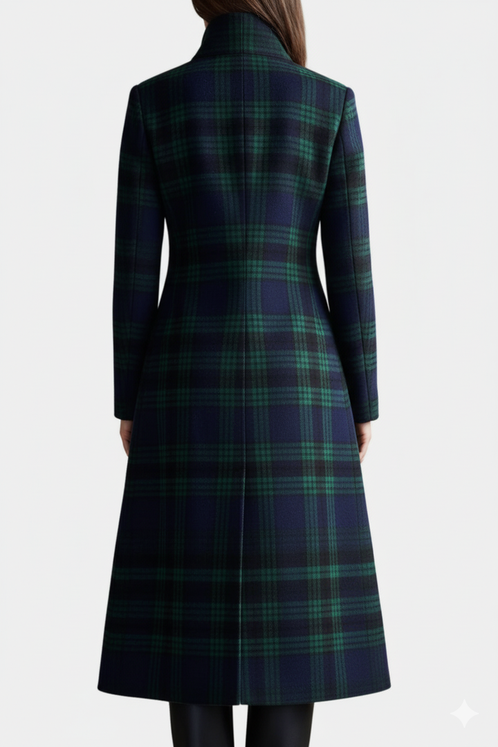 Rosalind | Women's Tartan Check Fitted Longline Coat