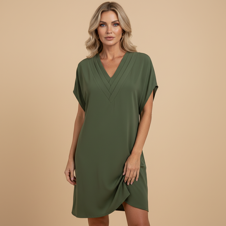Batwing Sleeve V Neck Casual Mini Dress