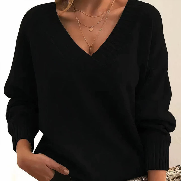 Vesper | Women's Deep V Neck Ribbed Cuff Oversized Knit Sweater