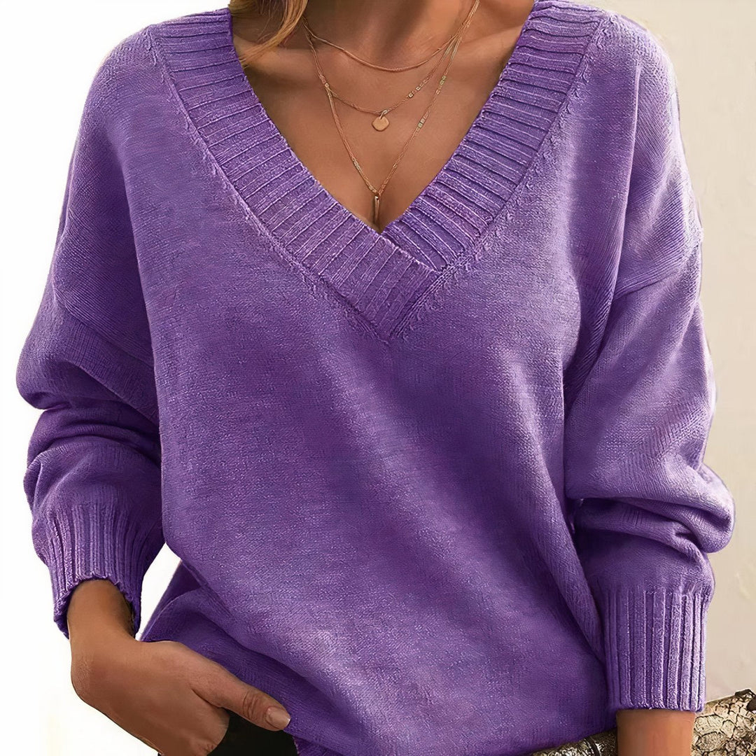 Vesper | Women's Deep V Neck Ribbed Cuff Oversized Knit Sweater