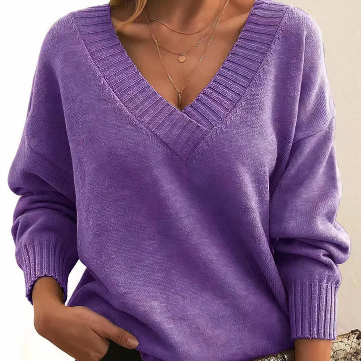 Vesper | Women's Deep V Neck Ribbed Cuff Oversized Knit Sweater