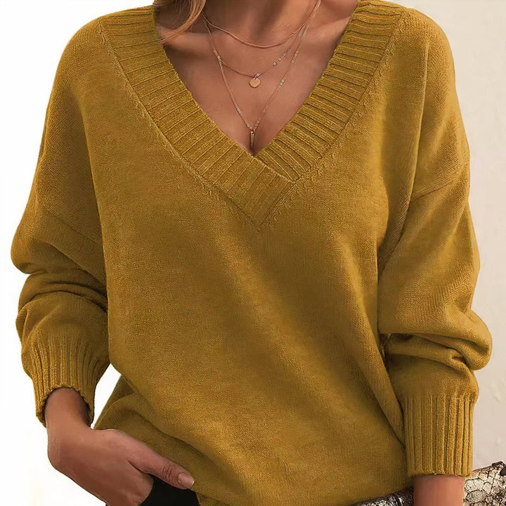 Vesper | Women's Deep V Neck Ribbed Cuff Oversized Knit Sweater