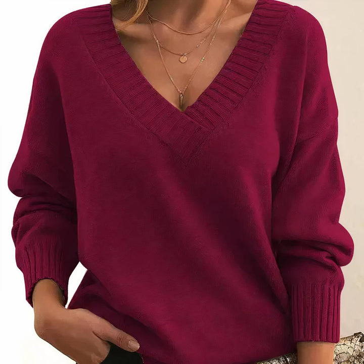Vesper | Women's Deep V Neck Ribbed Cuff Oversized Knit Sweater