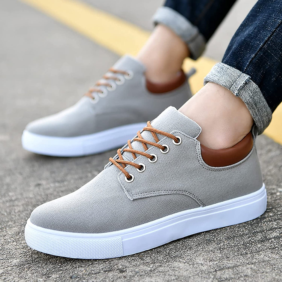 Canvas Lace Up Flatform Mens Sneakers - Contrast Detail