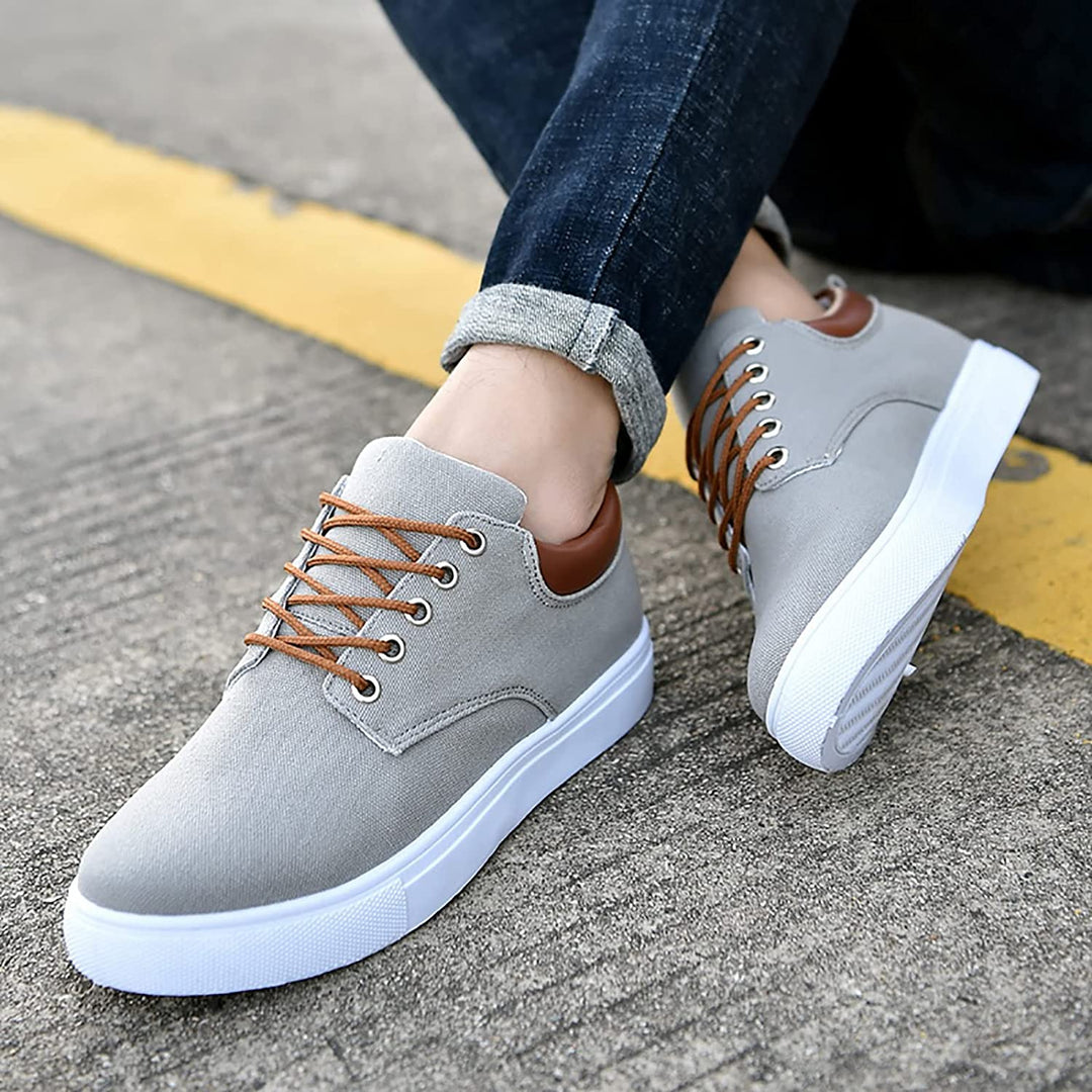 Canvas Lace Up Flatform Mens Sneakers - Contrast Detail