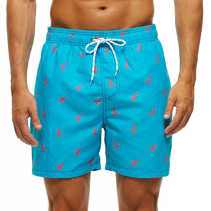 Printed Elasticated Drawstring Relaxed Fit Men's Swim Trunks
