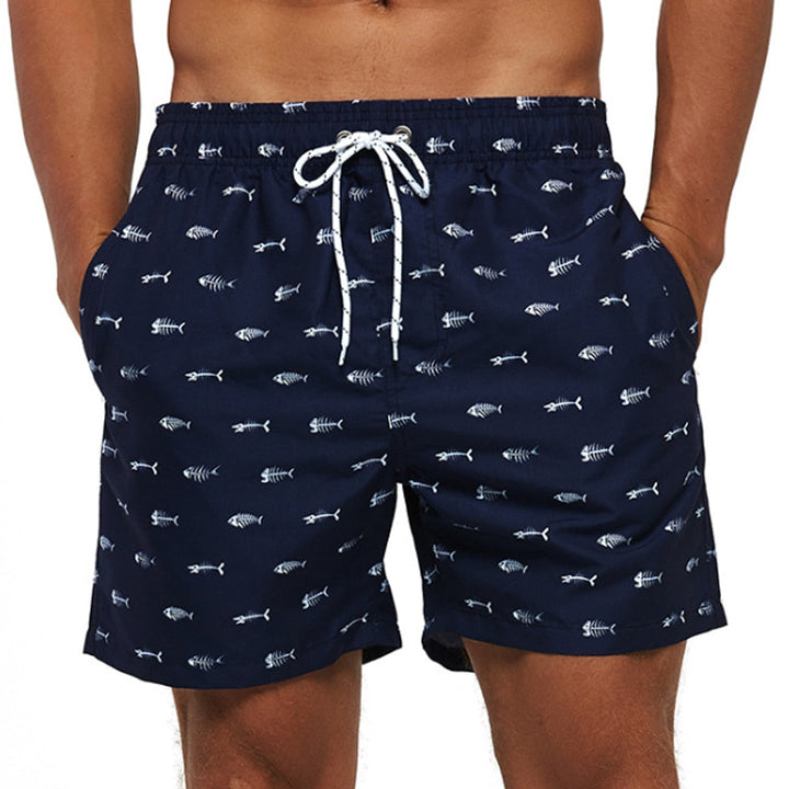 Printed Elasticated Drawstring Relaxed Fit Men's Swim Trunks