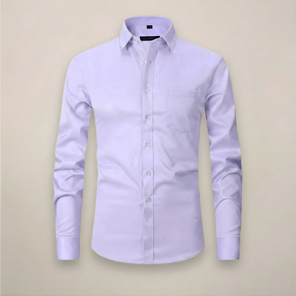 Slim Fit Long Sleeve Chest Pocket Dress Shirt Men