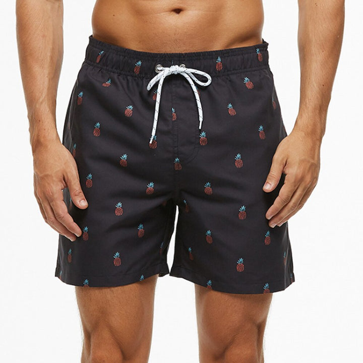Printed Elasticated Drawstring Relaxed Fit Men's Swim Trunks