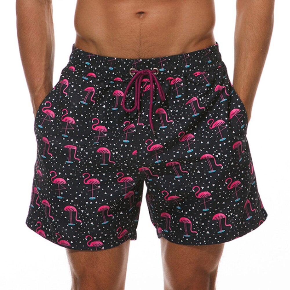 Printed Elasticated Drawstring Relaxed Fit Men's Swim Trunks